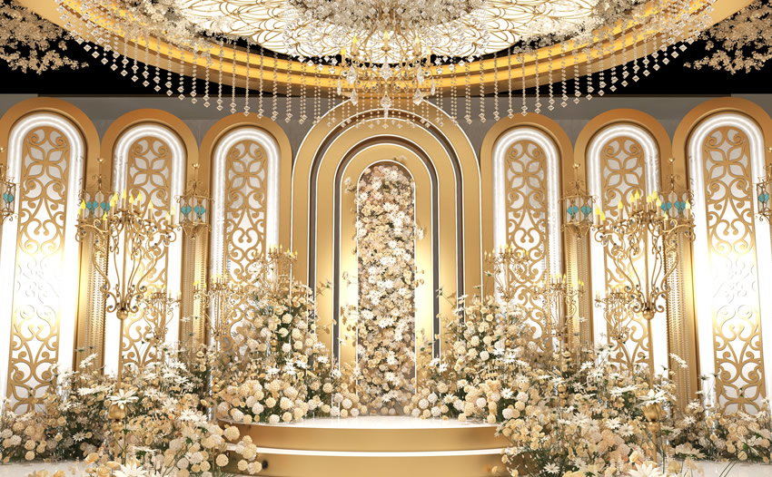 周至香槟色调婚礼堂效果展示